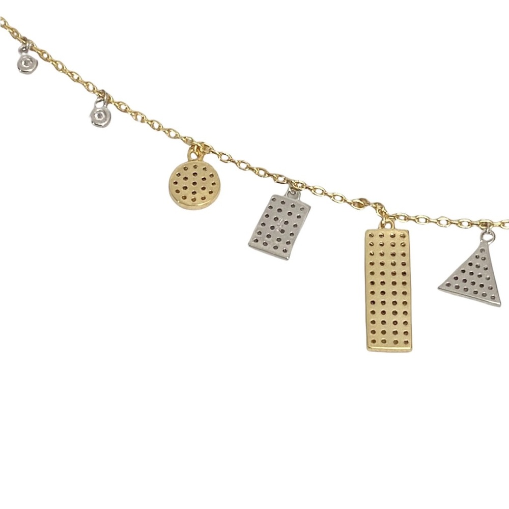 NWT Gold Plated Multi Shaped Pavé Swarovski Crystal Accented Necklace - Picture 5 of 15